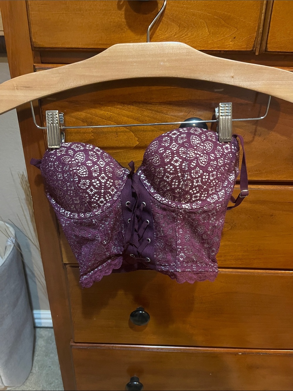 Victoria's Secret Deep Plum Lace Corset Bralette